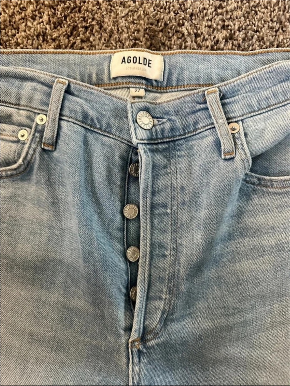 Agolde Light Wash High-Rise Button-Fly Jeans